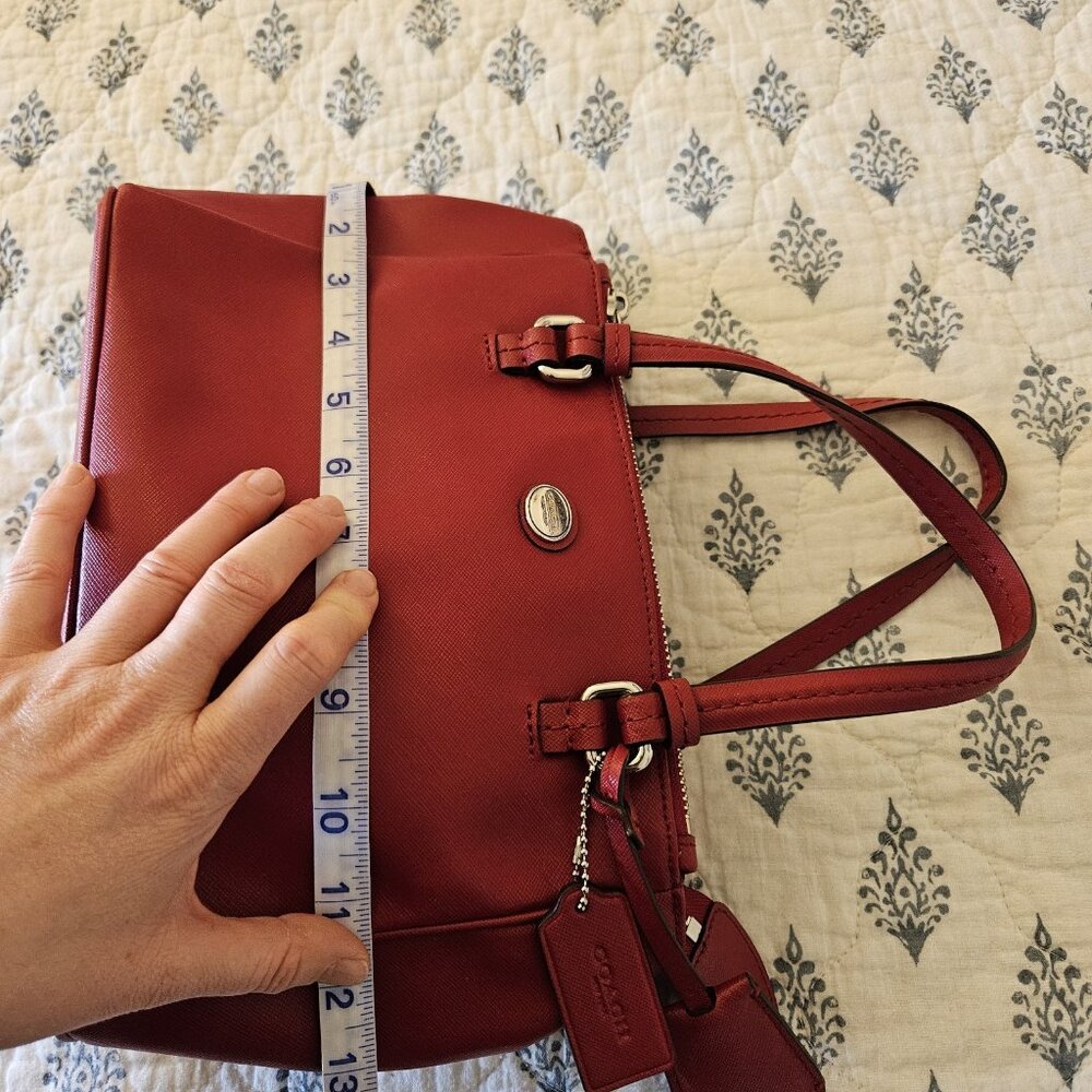 Coach Peyton Leather Mini Carryall Satchel Crossbody Bag F32829 RED NWT - Picture 13 of 16